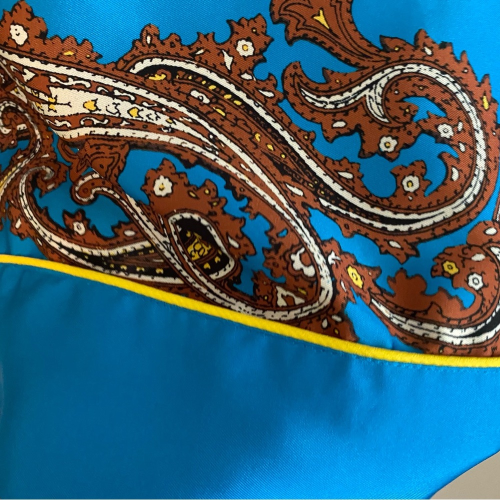 J. Crew Drapey Button-Up Shirt in Paisley Print, XS Turquoise Blue - Picture 8 of 15